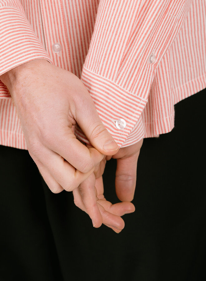 Oversized Stripe Oxford Shirt Burnt Coral