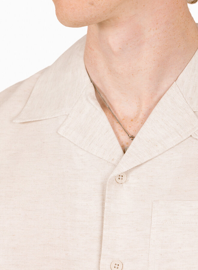 Linen Blend SS Shirt Off White