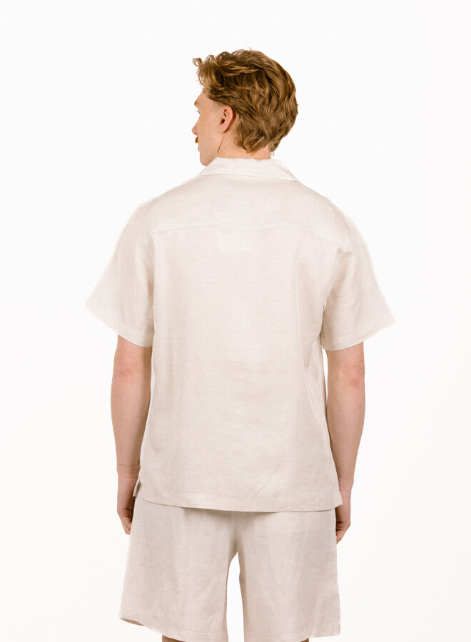 Linen Blend SS Shirt Off White