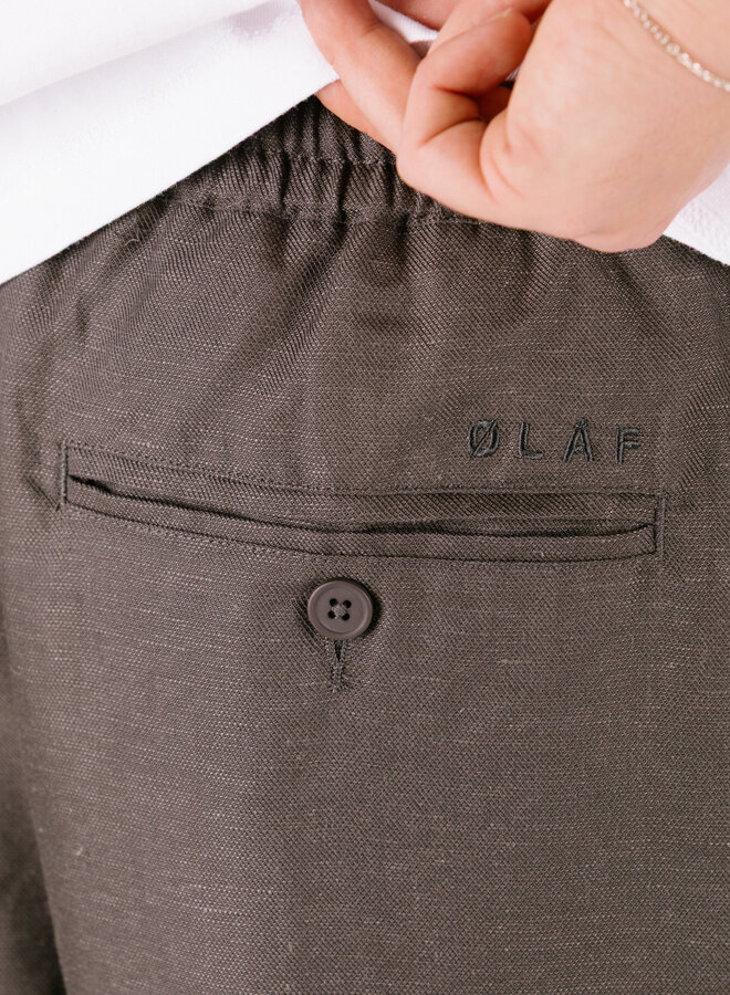 Linen Blend Short Charcoal