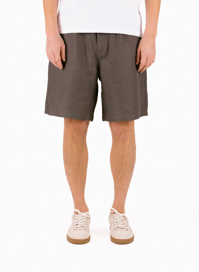 Linen Blend Short Charcoal