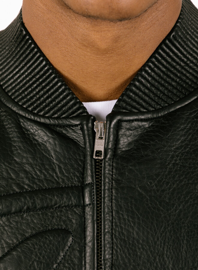 Half Logo Leather Jacket Black