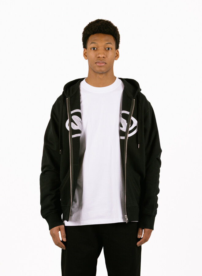Circle Logo Zip Hoodie Black