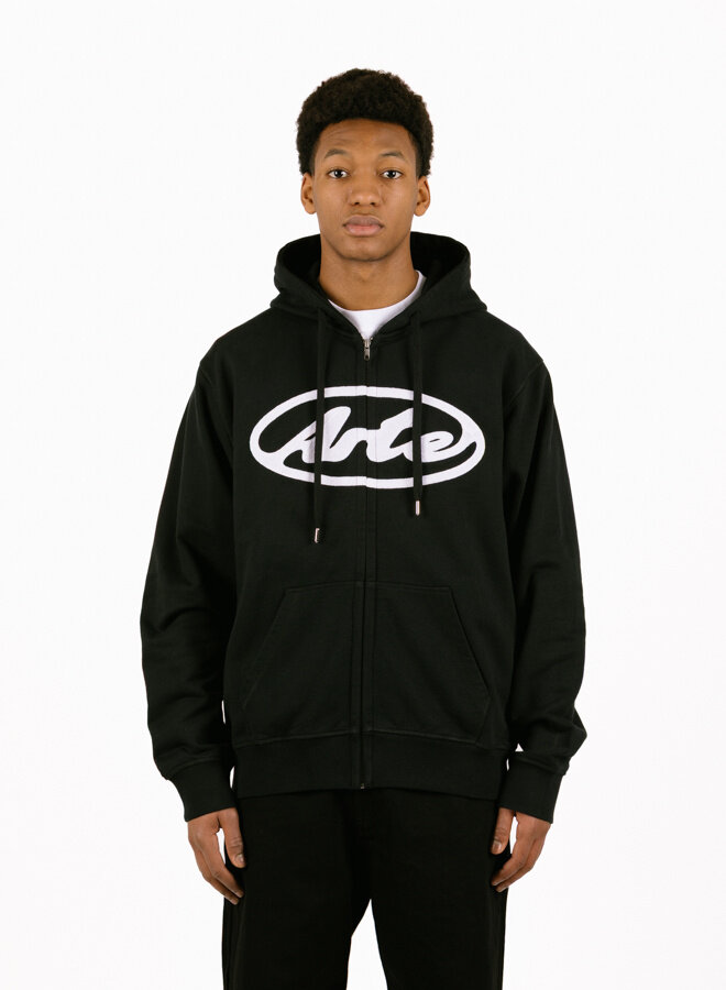 Circle Logo Zip Hoodie Black
