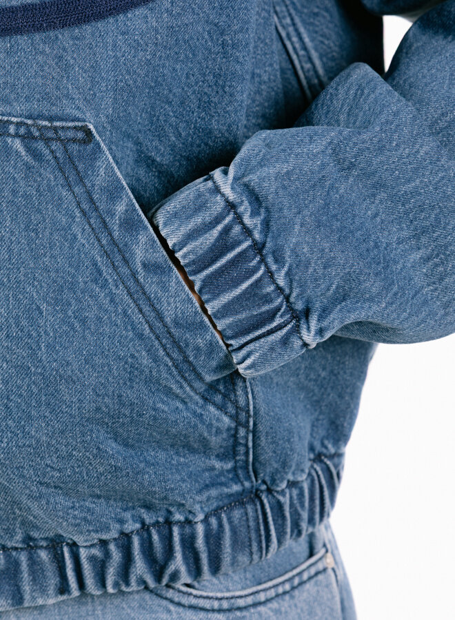 Split Logo Denim Hood Jacket Navy