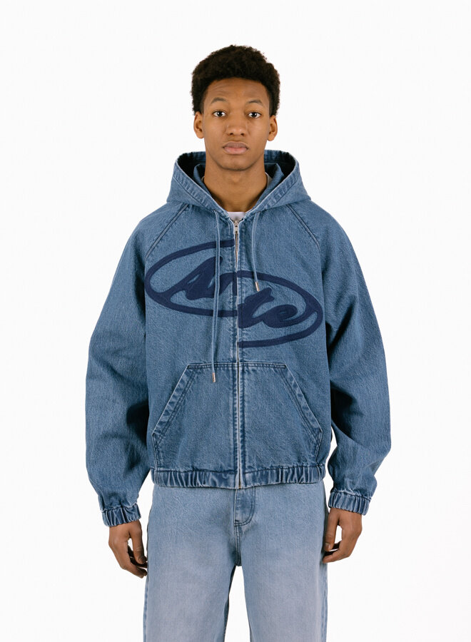 Split Logo Denim Hood Jacket Navy