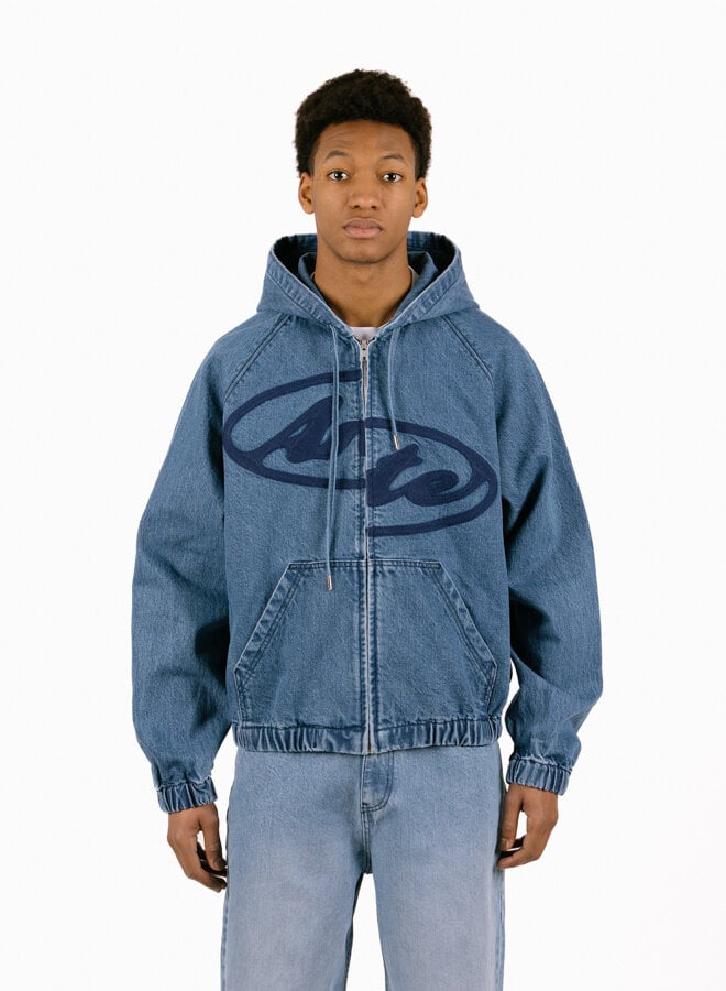 Split Logo Denim Hood Jacket Navy