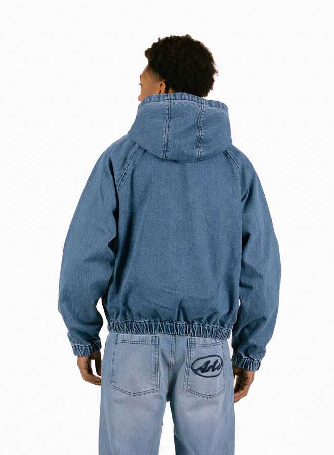 Split Logo Denim Hood Jacket Navy