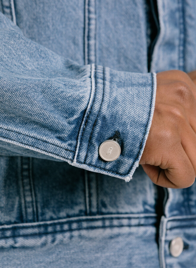 Circle Logo Jeans Jacket Denim Bleach