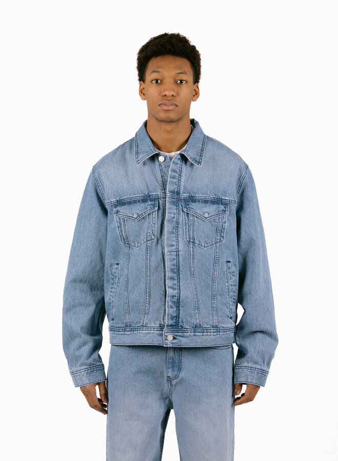 Circle Logo Jeans Jacket Denim Bleach
