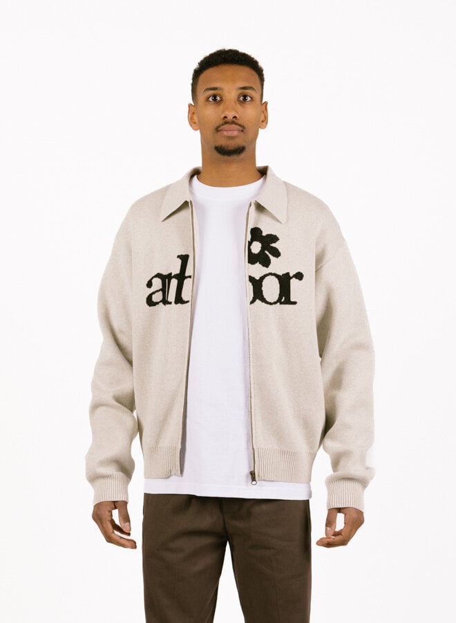 Beige Zipper Polo Knit Beige