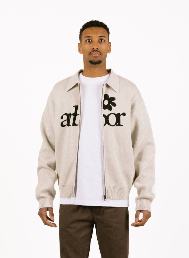 Beige Zipper Polo Knit Beige