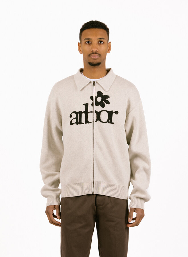 Beige Zipper Polo Knit Beige