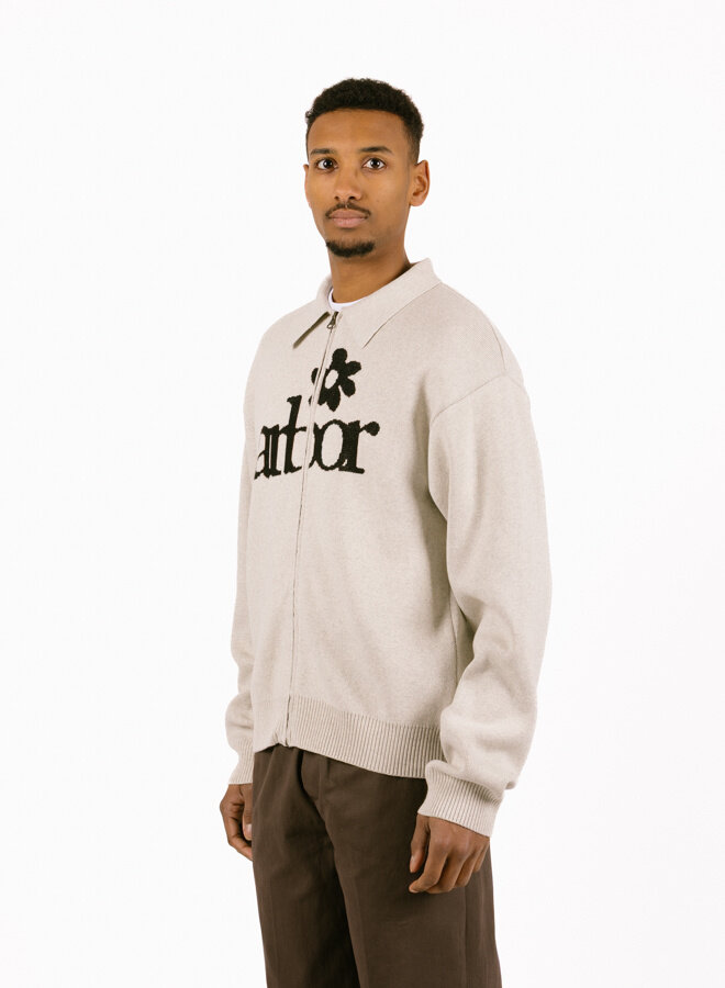 Beige Zipper Polo Knit Beige