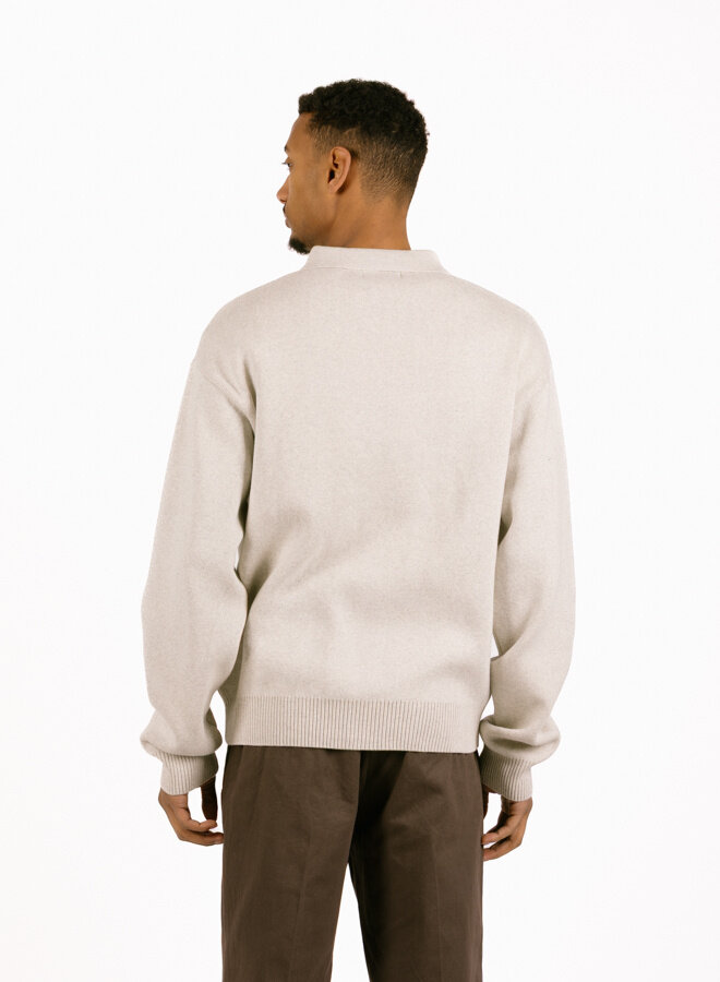 Beige Zipper Polo Knit Beige