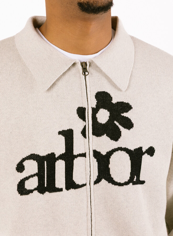 Beige Zipper Polo Knit Beige