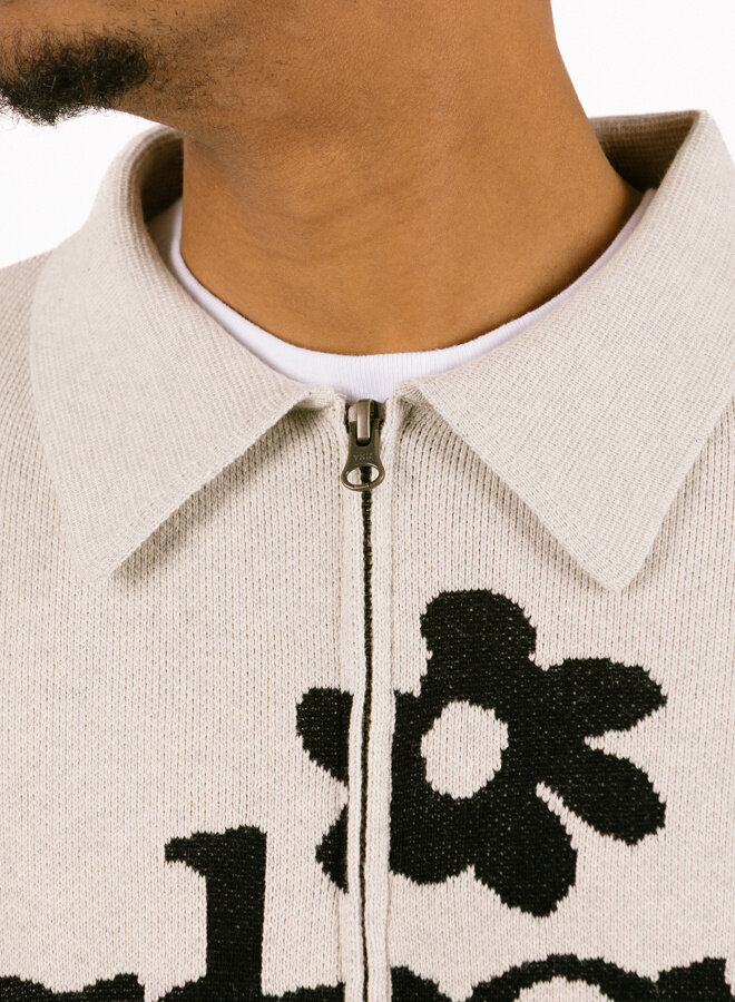 Beige Zipper Polo Knit Beige