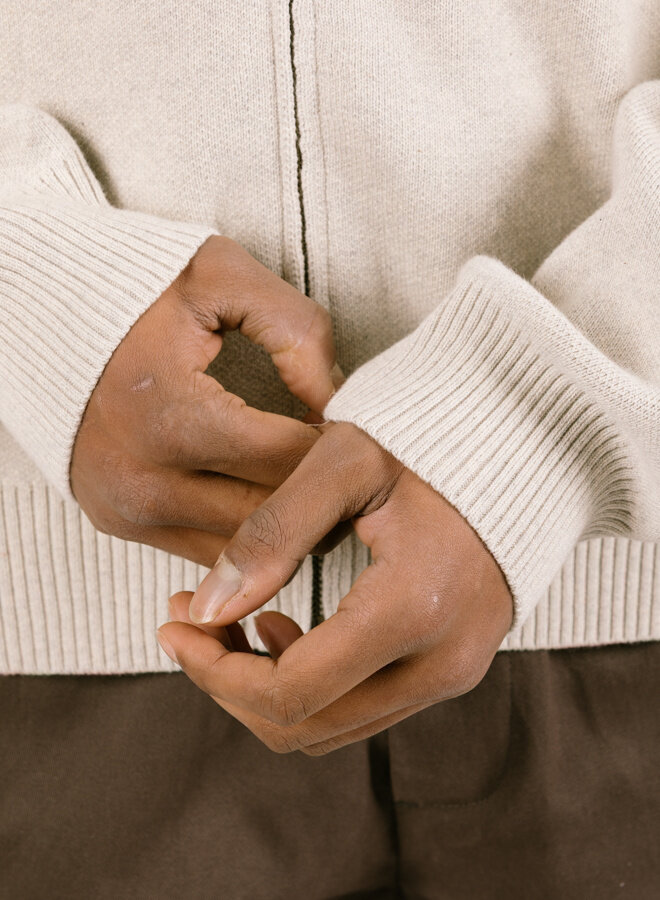 Beige Zipper Polo Knit Beige