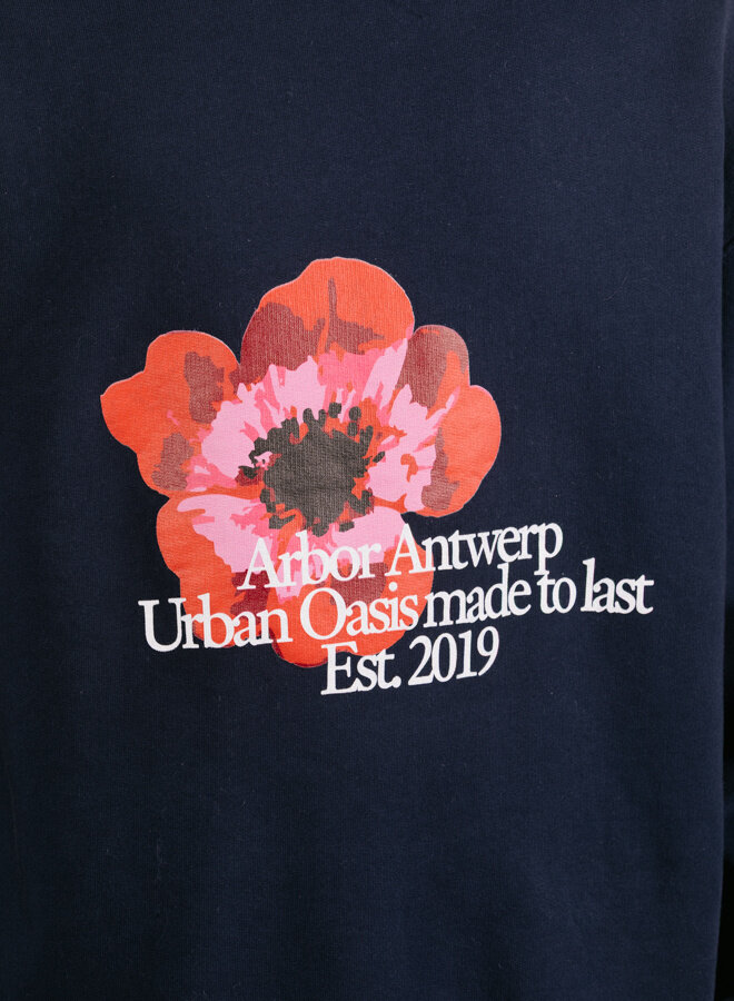 Big Flower Navy Crewneck
