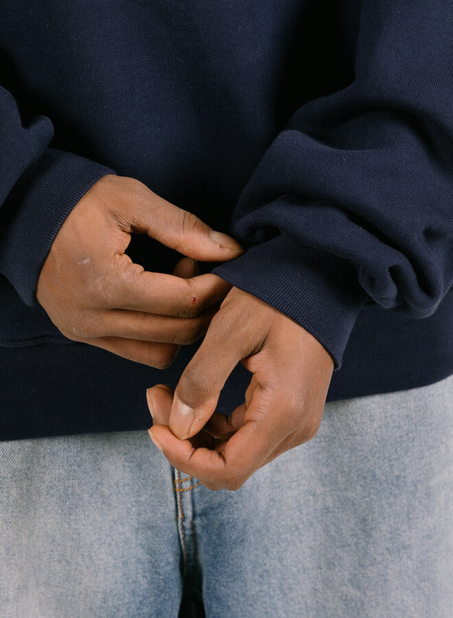 Big Flower Navy Crewneck