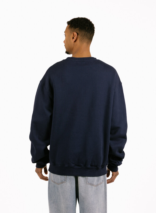 Big Flower Navy Crewneck