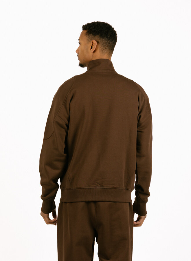 Emblem Half Zip Sweater Potting Soil/Light Pink