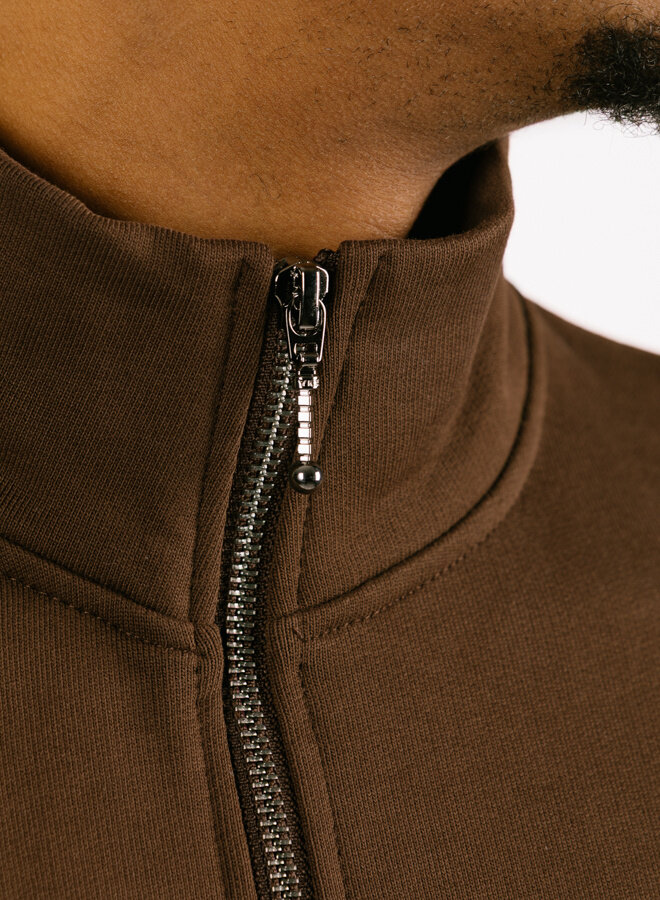 Emblem Half Zip Sweater Potting Soil/Light Pink