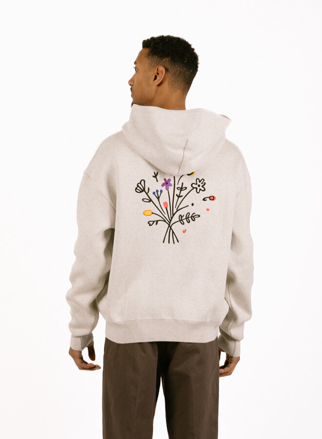 Flower Garden Knitted Hoodie Green