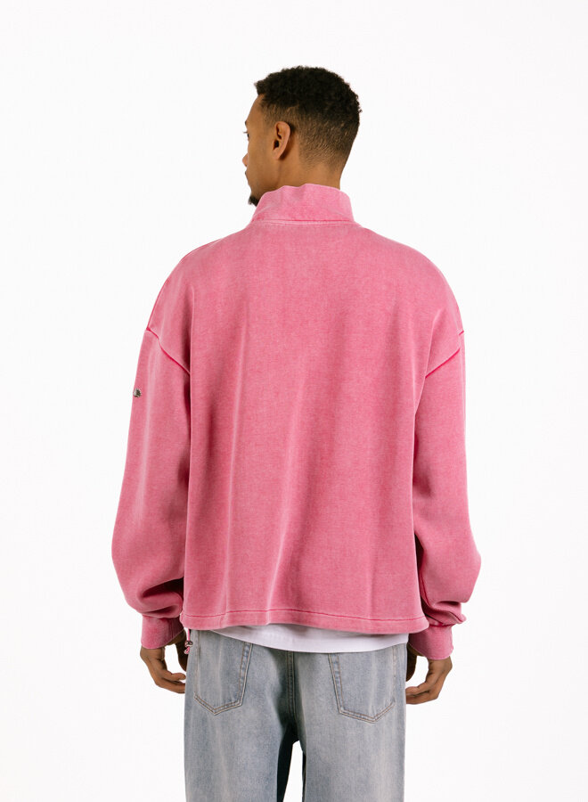 Plate Half-Zip Washed Pink
