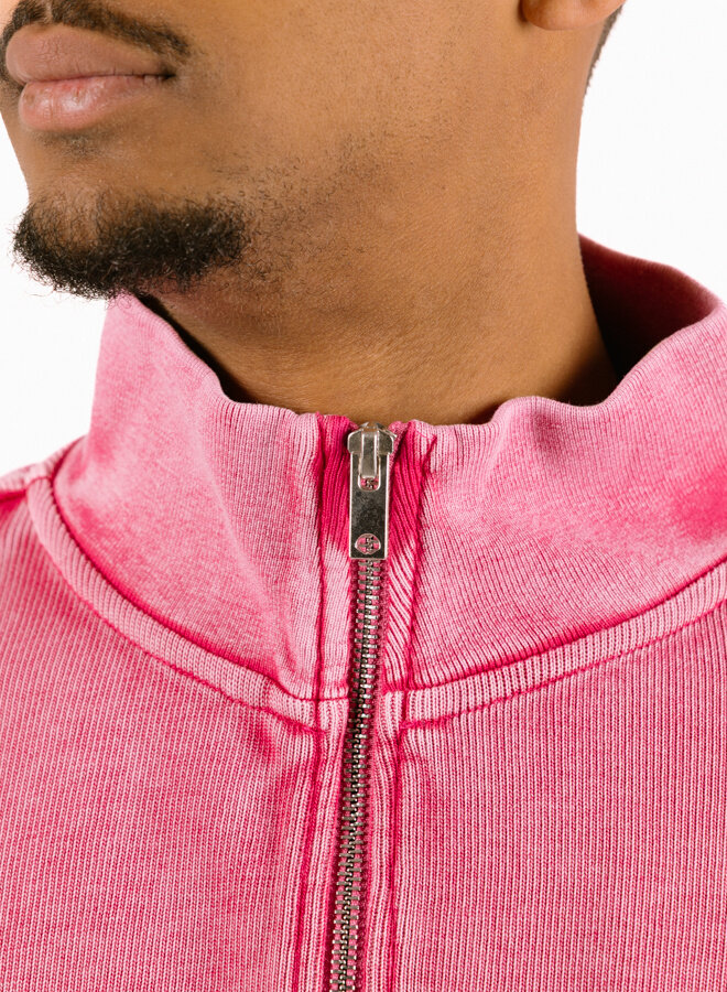 Plate Half-Zip Washed Pink