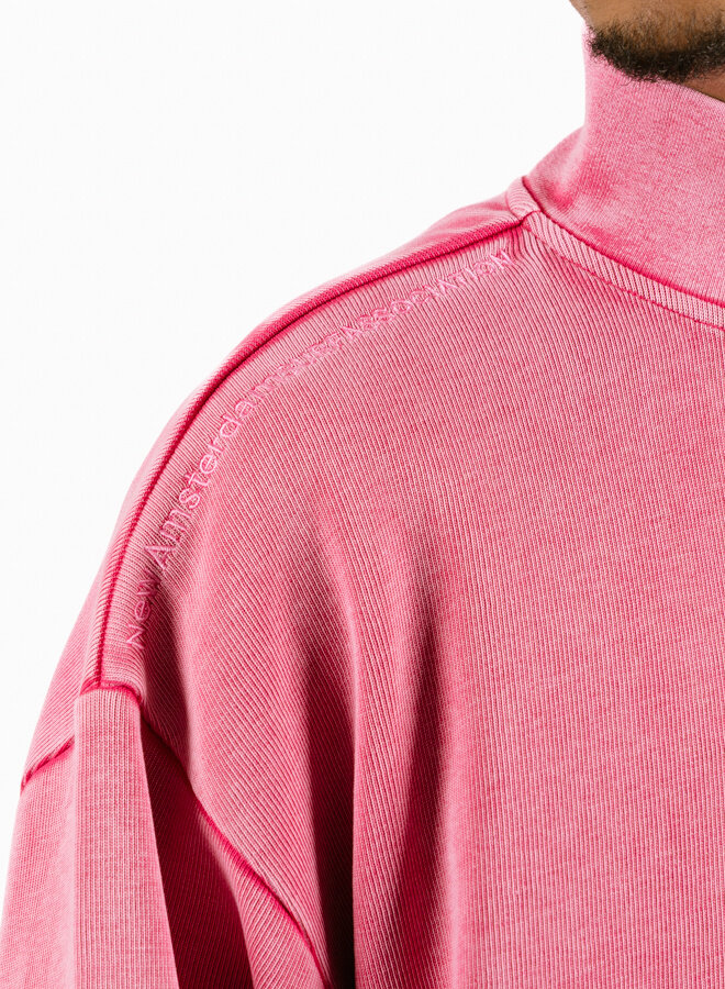 Plate Half-Zip Washed Pink