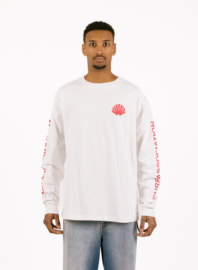 New Amsterdam Surf Association Logo Longsleeve Washed White / Deep Red