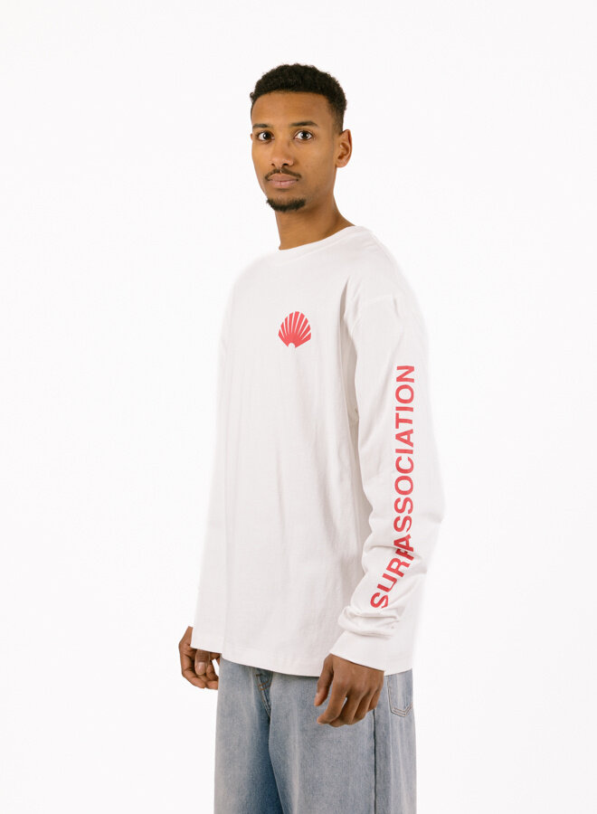New Amsterdam Surf Association Logo Longsleeve Washed White / Deep Red