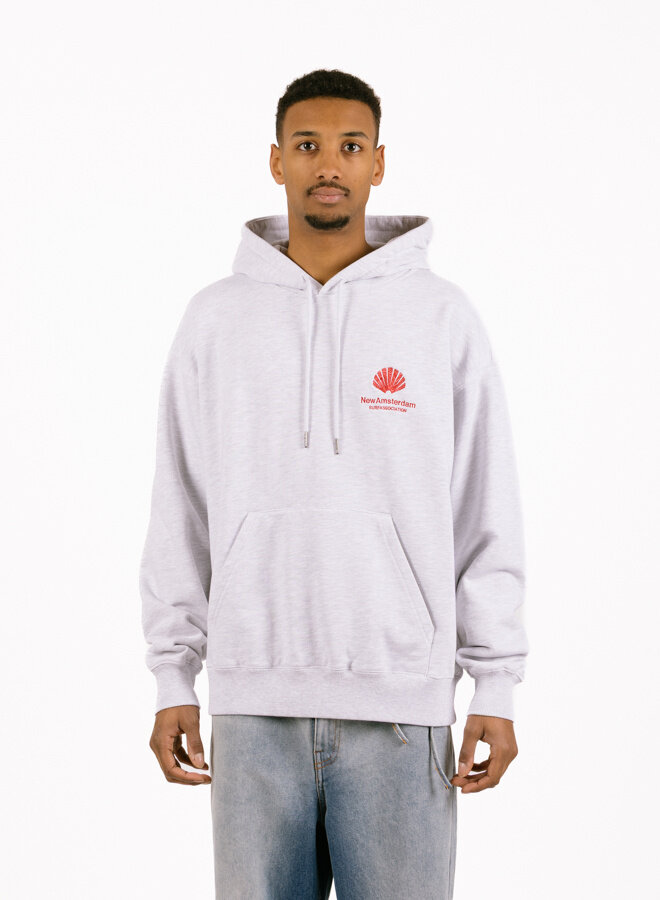 New Amsterdam Surf Association Logo Hoodie Ash / Poppy Red