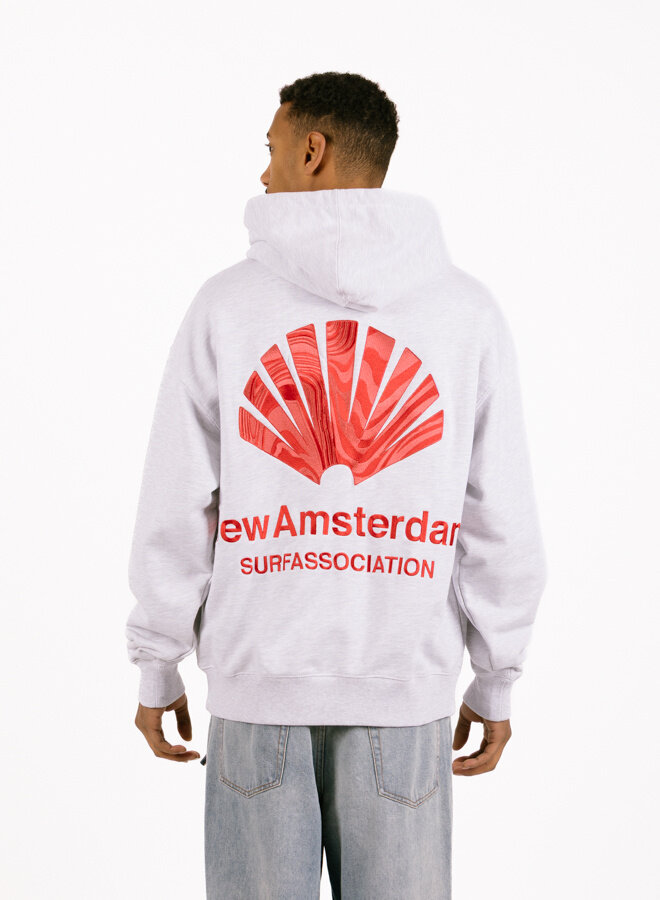 New Amsterdam Surf Association Logo Hoodie Ash / Poppy Red