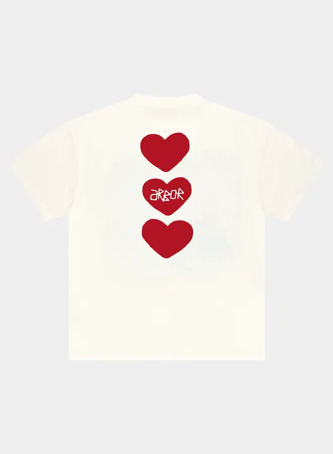 Red Tripple Heart T-Shirt Off White