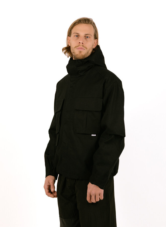 Technical Linen Jacket Black