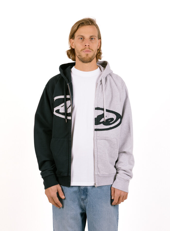 Split Patch Zip Hoodie Grey/Navy