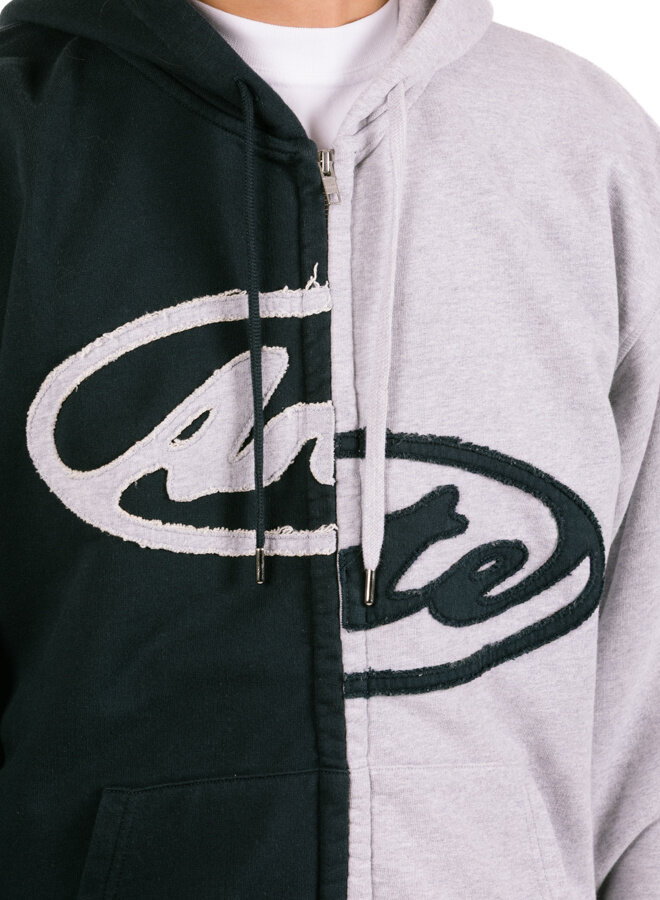 Split Patch Zip Hoodie Grey/Navy