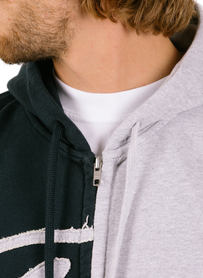 Split Patch Zip Hoodie Grey/Navy