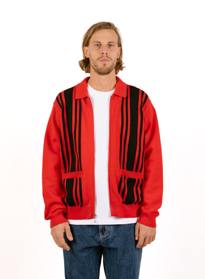 Matt Zip Up Sweater Red Multi
