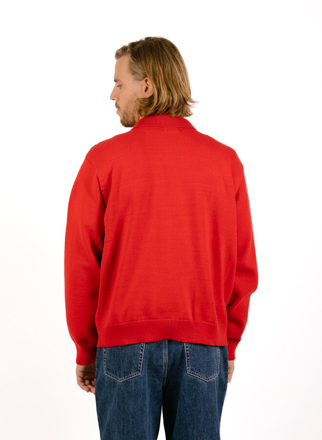 Matt Zip Up Sweater Red Multi