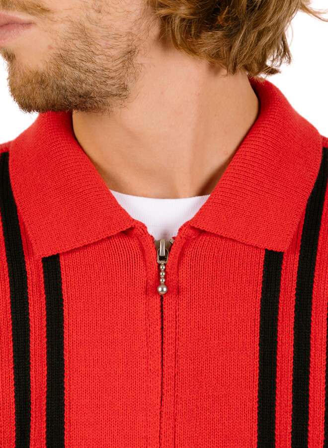 Matt Zip Up Sweater Red Multi