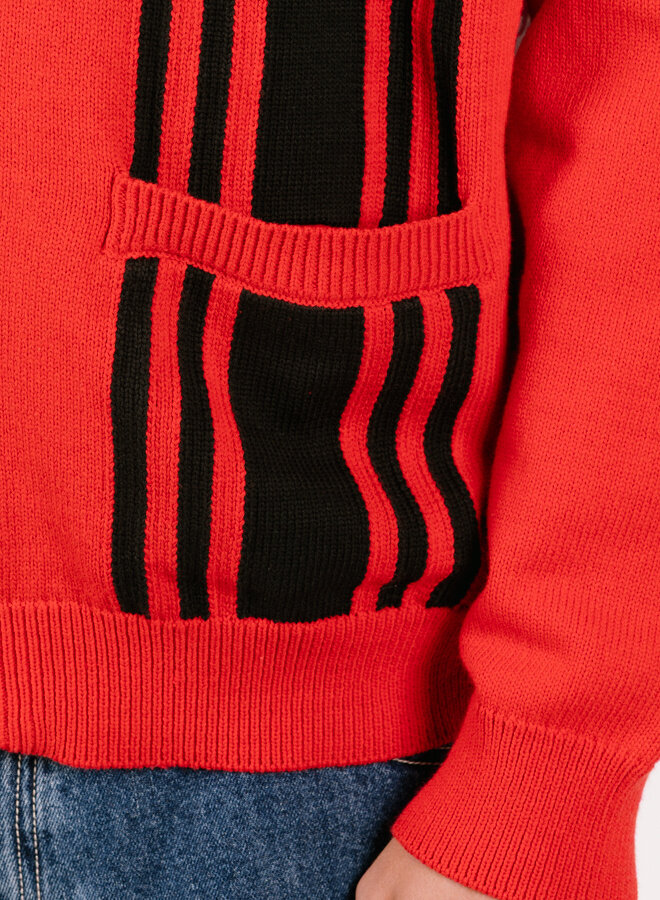 Matt Zip Up Sweater Red Multi