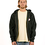 Oval Patch Zip Hooded Sweatshirt Vintage Black