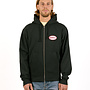 Oval Patch Zip Hooded Sweatshirt Vintage Black