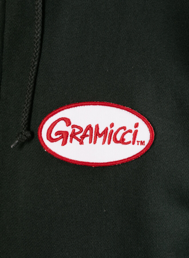 Oval Patch Zip Hooded Sweatshirt Vintage Black