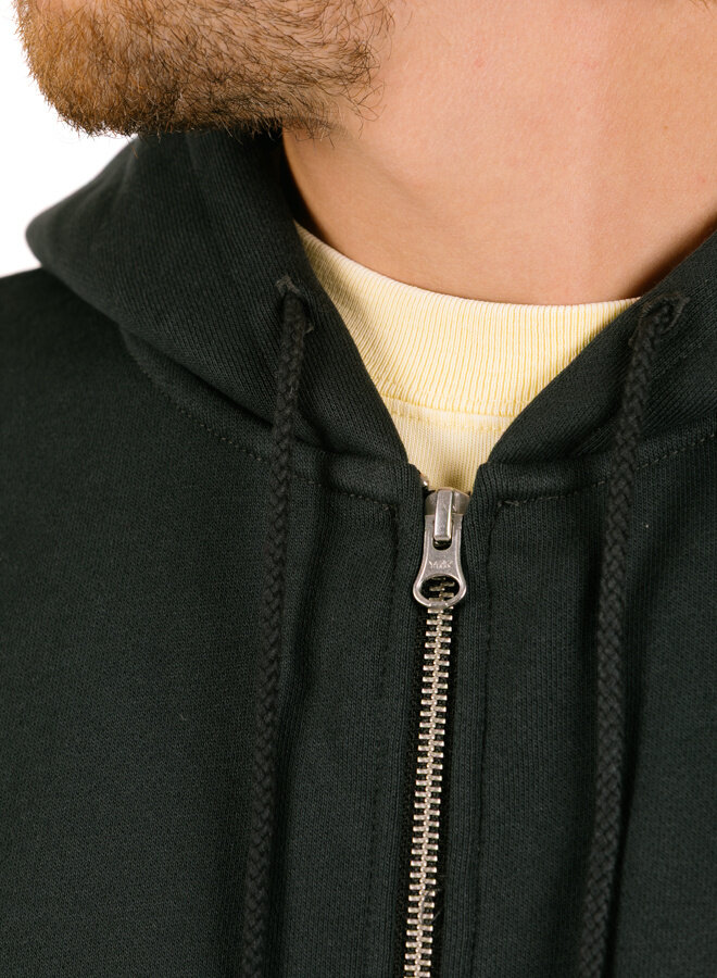 Oval Patch Zip Hooded Sweatshirt Vintage Black