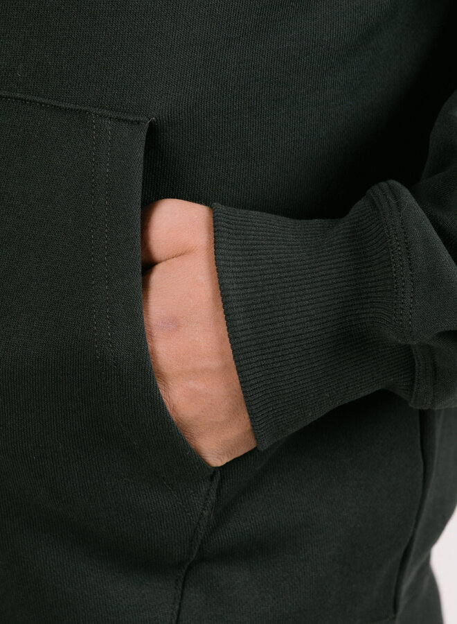 Oval Patch Zip Hooded Sweatshirt Vintage Black