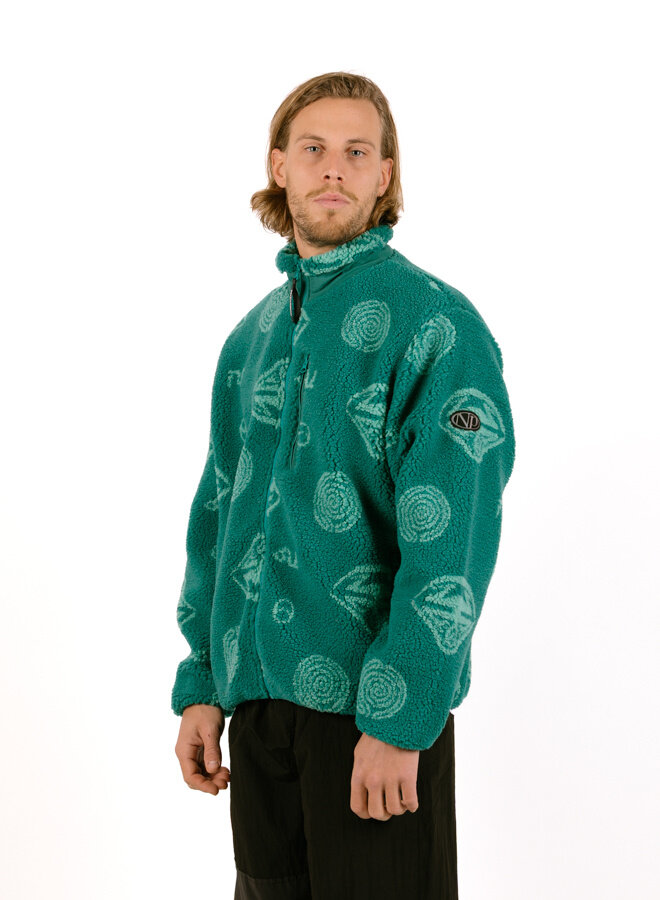 Space Travel Fleece Jacket Men Aqua